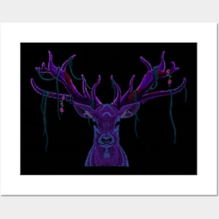 purple deer Posters and Art